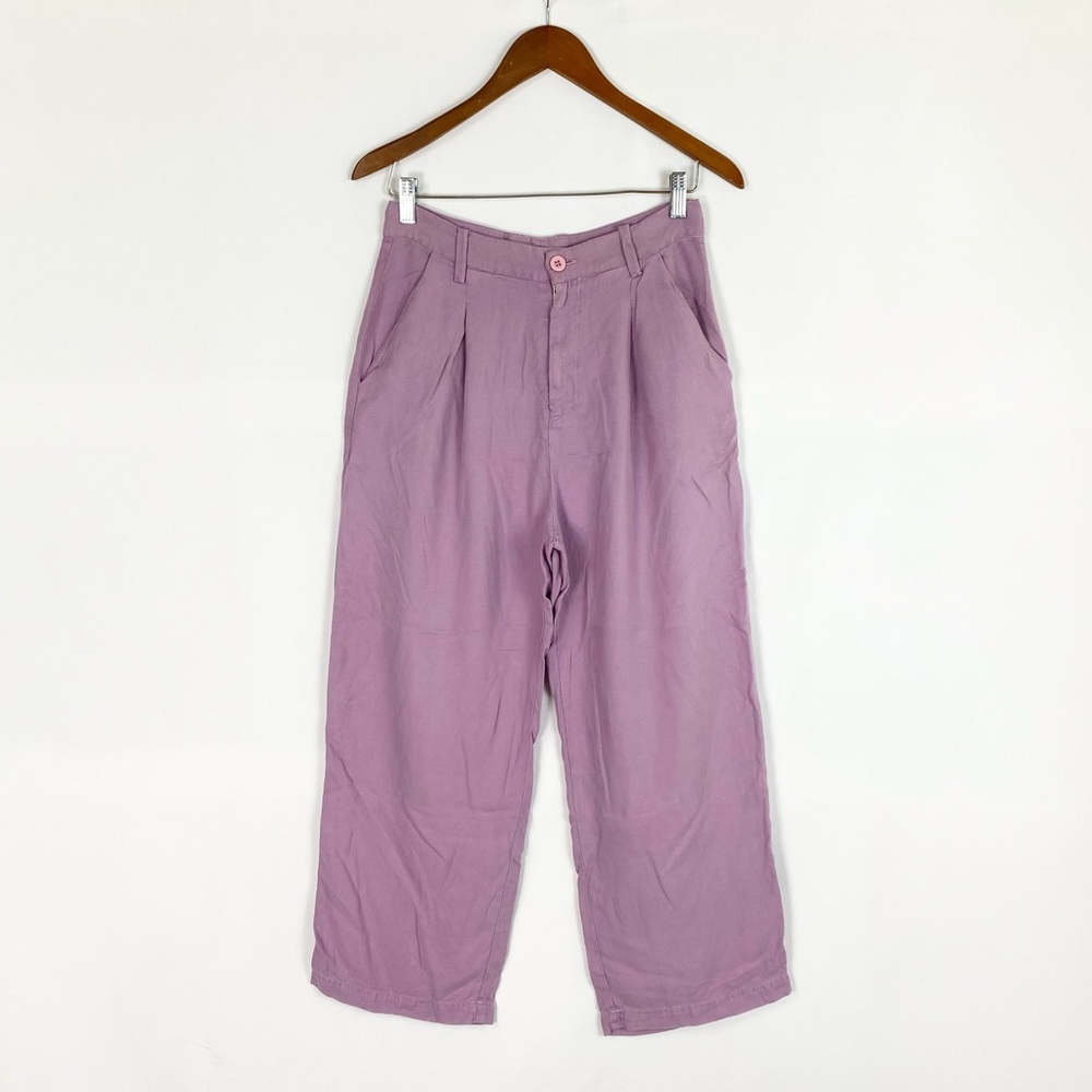 LACAUSA Isabelle Trouser‎ Pleated Wide Leg Purple High Waisted Size 4